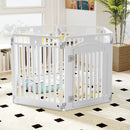 6-Panel Tall Dog Playpen Foldable Pet Fence with Locking Door-White by LJGDeals