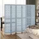 4/6 Panel Wooden Room Divider with Carved Cutout Pattern and Solid Wood Frame by LJGDeals