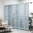 4/6 Panel Wooden Room Divider with Carved Cutout Pattern and Solid Wood Frame by LJGDeals