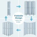 4/6 Panel Wooden Room Divider with Carved Cutout Pattern and Solid Wood Frame by DirectDeals