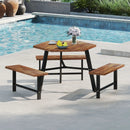 6 Person Acacia Wood Picnic Table Bench Set with 3 Seats by LJGDeals