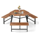 6 Person Acacia Wood Picnic Table Bench Set with 3 Seats by LJGDeals