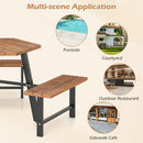 6 Person Acacia Wood Picnic Table Bench Set with 3 Seats by LJGDeals