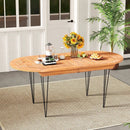 6 Person 71 Inch Patio Dining Table with Teak Wood Tabletop by LJGDeals