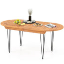 6 Person 71 Inch Patio Dining Table with Teak Wood Tabletop by LJGDeals