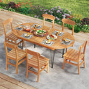6 Person 71 Inch Patio Dining Table with Teak Wood Tabletop by LJGDeals