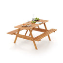 6 Person Picnic Table Set Patio Rectangle with 2 Built-in Benches and Umbrella Hole by LJGDeals