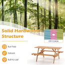 6 Person Picnic Table Set Patio Rectangle with 2 Built-in Benches and Umbrella Hole