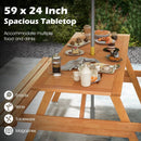 6 Person Picnic Table Set Patio Rectangle with 2 Built-in Benches and Umbrella Hole by LJGDeals