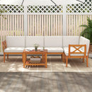 6 Pieces Acacia Wood Patio Furniture Set with Cushions and 2-Tier Coffee Table-White by LJGDeals