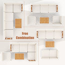 6 Pieces Acacia Wood Patio Furniture Set with Cushions and 2-Tier Coffee Table-White by LJGDeals