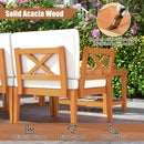 6 Pieces Acacia Wood Patio Furniture Set with Cushions and 2-Tier Coffee Table-White by LJGDeals