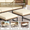 6 Pieces Acacia Wood Patio Furniture Set with Coffee Table and Ottomans-Beige by LJGDeals