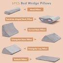 6 Pieces Orthopedic Bed Wedge Pillow Set for Back Neck Leg-Gray by LJGDeals