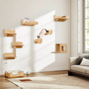 6 Pieces Cat Wall Furniture Set Kitten Wall Mounted Shelves-Natural by LJGDeals