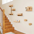 6 Pieces Cat Wall Furniture Set Kitten Wall Mounted Shelves-Natural by LJGDeals