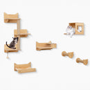 6 Pieces Cat Wall Furniture Set Kitten Wall Mounted Shelves-Natural by LJGDeals