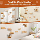 6 Pieces Cat Wall Furniture Set Kitten Wall Mounted Shelves-Natural by LJGDeals