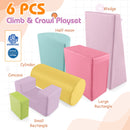 6 Pieces Foam Climbing Blocks Indoor Climb and Crawl Activity Playset with Rectangles-Macaron Multicolor
