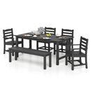 6 Pieces Patio Dining Bench Set Outdoor HDPE Weather Resistant Table and Chairs Set by LJGDeals
