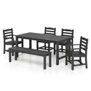 6 Pieces Patio Dining Bench Set Outdoor HDPE Weather Resistant Table and Chairs Set by LJGDeals