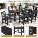 6 Pieces Patio Dining Bench Set Outdoor HDPE Weather Resistant Table and Chairs Set