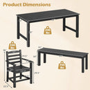 6 Pieces Patio Dining Bench Set Outdoor HDPE Weather Resistant Table and Chairs Set by LJGDeals