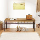 Wicker Patio Bench for 2 People 48invh Long Backless Dining Bench with Acacia Wood Seat-White by LJGDeals