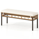 Wicker Patio Bench for 2 People 48invh Long Backless Dining Bench with Acacia Wood Seat-White by LJGDeals