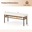 Wicker Patio Bench for 2 People 48invh Long Backless Dining Bench with Acacia Wood Seat-White by LJGDeals