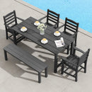 6 Pieces Patio Dining Bench Set Outdoor HDPE Weather Resistant Table and Chairs Set by LJGDeals