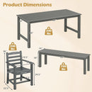 6 Pieces Patio Dining Bench Set Outdoor HDPE Weather Resistant Table and Chairs Set by LJGDeals