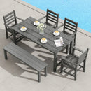 6 Pieces Patio Dining Bench Set Outdoor HDPE Weather Resistant Table and Chairs Set by LJGDeals