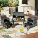 6 Pieces Patio Furniture Set Outdoor Sectional Conversation PE Rattan Sofa Set by LJGDeals