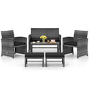 6 Pieces Patio Furniture Set Outdoor Sectional Conversation PE Rattan Sofa Set by LJGDeals