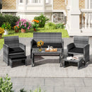 6 Pieces Patio Furniture Set Outdoor Sectional Conversation PE Rattan Sofa Set by LJGDeals