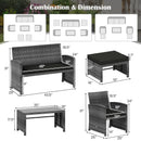 6 Pieces Patio Furniture Set Outdoor Sectional Conversation PE Rattan Sofa Set by LJGDeals