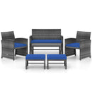 6 Pieces Patio Furniture Set Outdoor Sectional Conversation PE Rattan Sofa Set by LJGDeals