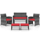 6 Pieces Patio Furniture Set Outdoor Sectional Conversation PE Rattan Sofa Set by DirectDeals