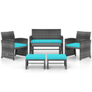 6 Pieces Patio Furniture Set Outdoor Sectional Conversation PE Rattan Sofa Set by LJGDeals