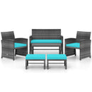 6 Pieces Patio Furniture Set Outdoor Sectional Conversation PE Rattan Sofa Set by DirectDeals