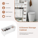 3/4/5/6-Drawer Rolling Organizer Unit Narrow Storage Cabinet with Built-In Wheels for Small Space-6-Drawer