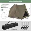 6-Sided Pop-up Family Tent with Rainfly Skylight 3 Doors 3 Windows-Green by DirectDeals