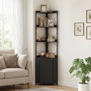 6-Tier Corner Bookshelf with Cabinet 71" Tall Metal Frame