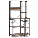 6-Tier Bakers Rack with Power Outlet Stand Wooden Open Shelves by LJGDeals