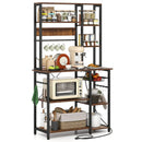 6-Tier Bakers Rack with Power Outlet Stand Wooden Open Shelves by DirectDeals