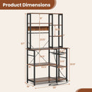 6-Tier Bakers Rack with Power Outlet Stand Wooden Open Shelves by LJGDeals