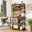 6-Tier Bakers Rack with Power Outlet Stand Wooden Open Shelves by LJGDeals