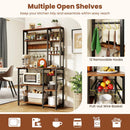 6-Tier Bakers Rack with Power Outlet Stand Wooden Open Shelves by LJGDeals