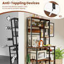6-Tier Bakers Rack with Power Outlet Stand Wooden Open Shelves by LJGDeals